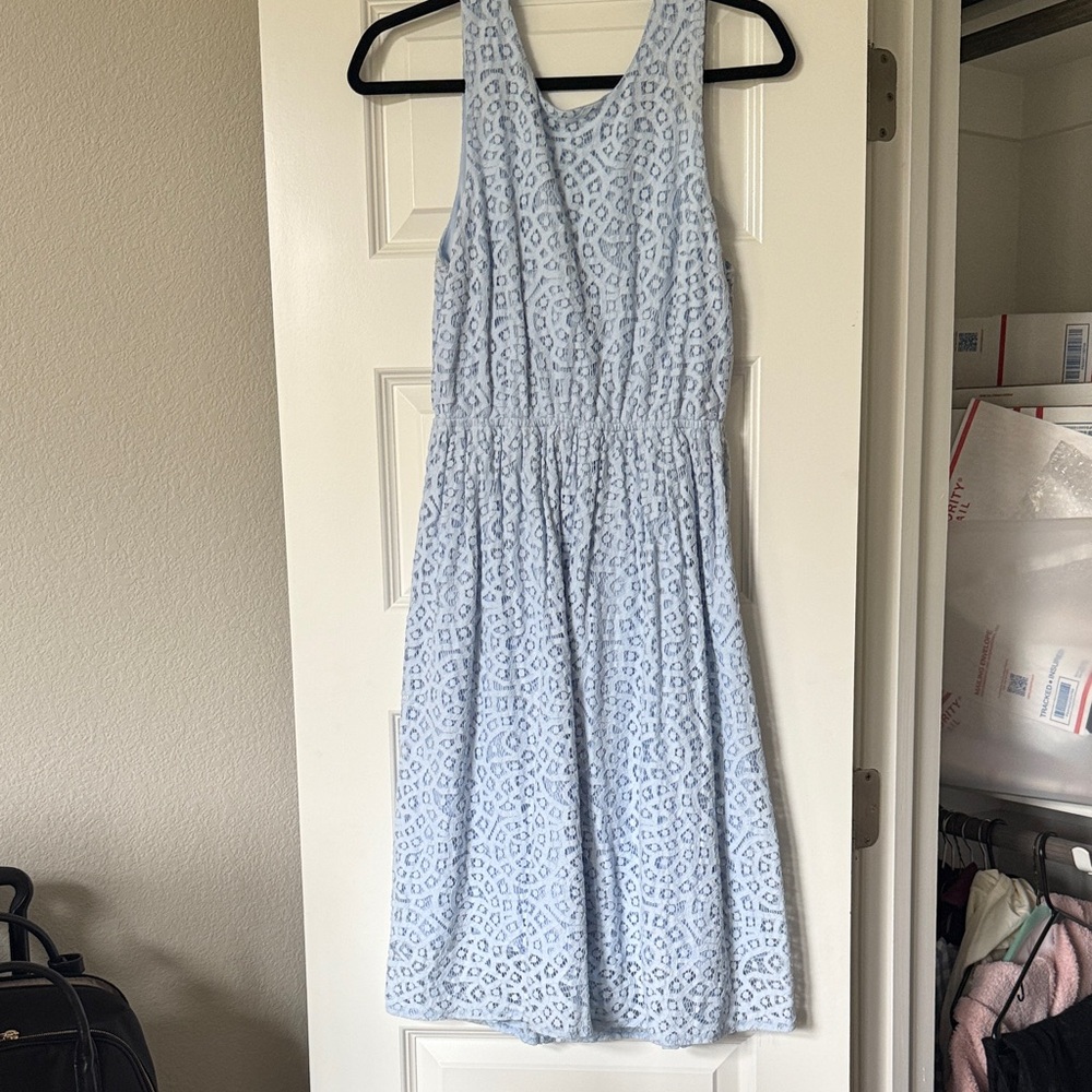 Elegant Blue Patterned Women's Dress